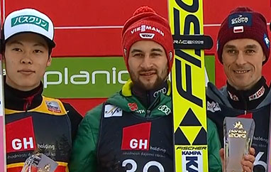 PŚ Planica: Pierwsze zwycięstwo Eisenbichlera, Żyła na podium