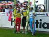 Adam Małysz (Polska), Thomas Morgenstern (Austria) i Jernej Damjan (Słowenia)