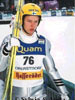 Veli-Matti Lindstroem (Finlandia) po skoku w Oberstdorfie (Turniej Czterech Skoczni)