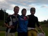 Najlepsi zawodnicy konkursu w Kuopio - Roar Ljoekelsoey, Anders Jakobsen (Norwegia) i Janne Happonen (Finlandia)