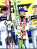 Podium zawodów PŚ w Harrachovie - od lewej: Janne Ahonen (Finlandia), Adam Małysz (Polska), Martin Schmitt (Niemcy)