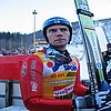 Janne Ahonen (Finlandia) patrzy na tablicę wyników - to ja wygrałem?
