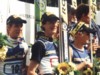 zawodnicy z Finlandii na podium - od lewej: Janne Ahonen, Tami Kiuru, Akseli Kokkonen
