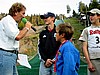 Adam Małysz (Polska) chętnie odpowiadał na pytania