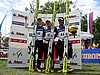 Thomas Morgenstern (Austria), Adam Małysz (Polska) i Noriaki Kasai (Japonia) pozują do zdjęć