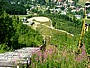 Widok z rozbiegu skoczni K-120 w Harrachovie