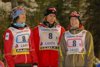 uśmiechnięci Tom Hilde, Bjoern Einar Romoeren, Anders Jacobsen (Norwegia)