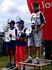 Podium K-85 od lewej: Maciej Kot (Polska), Jakub Kot (Polska) i zwycięzca - Andrej Kremnicky Andrej (Słowacja)