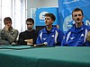 Konferencje: Paweł Deląg, Matti Hautamaeki (Finlandia), Simon Ammann (Szwajcaria) i Adam Małysz (Polska)