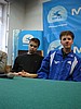 Konferencja prasowa - od lewej: znudzony Matti Hautamaeki (Finlandia), Simon Ammann (Szwajcaria)