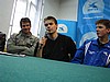 konferencja prasowa - od lewej: Paweł Deląg (Polska), Matti Hautamaeki (Finlandia), Simon Ammann (Szwajcaria)