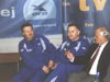 konferencja prasowa - od lewej: Apoloniusz Tajner (Polska), Jerzy Engel, Andrzej Strejlau, Cezary Pazura