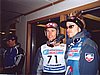 Roar Ljoekelsoey i Bjoern Einar Romoeren (obaj Norwegia), po lewej w tle Simon Ammann (Szwajcaria)