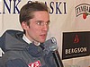 Sigurd Pettersen (Norwegia) na konferencji prasowej