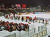 Sektor prasowy, a za nim "poranne ptaszki"